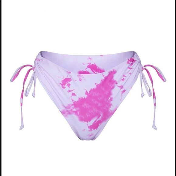 Pretty Little Things Pink Tie Dye Tie Side Cheeky Bum Bikini Bottom - Picture 5 of 9